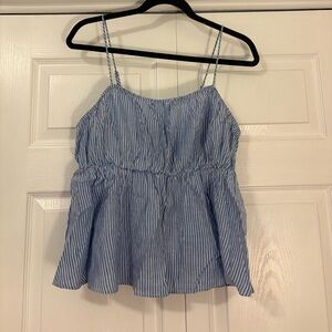 Blue and White Striped Spaghetti Strap Tank